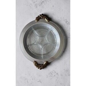 Vintage Sterling Bronze Co Beaumet Serving Tray with Divided Glass Insert 12x15